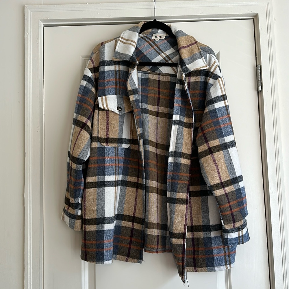 Bibi Flannel Top in Neutral